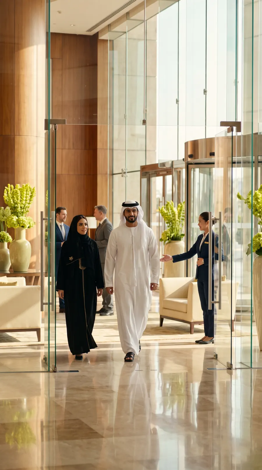 Guests arriving at a corporate event