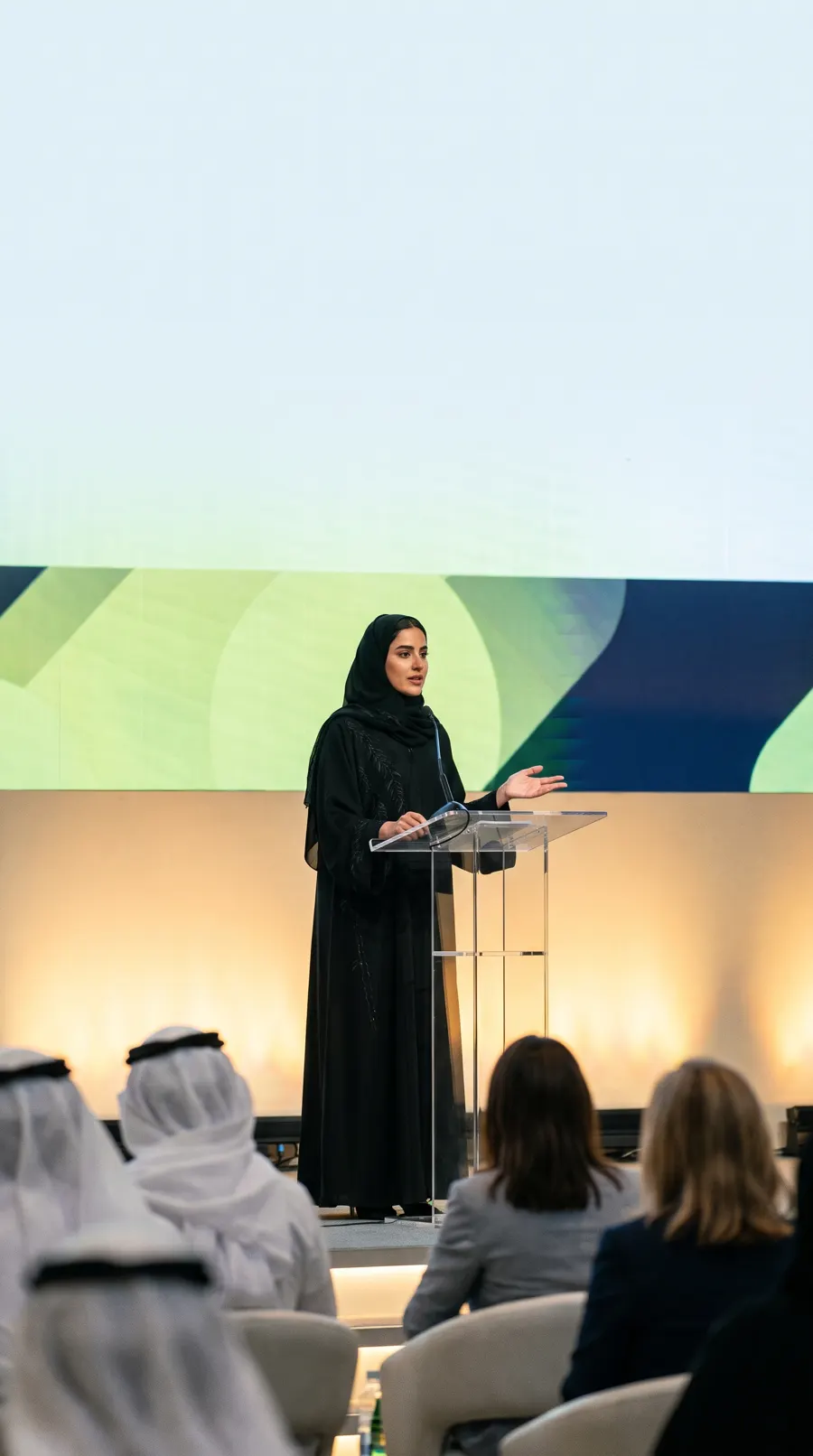 A speaker delivering a keynote